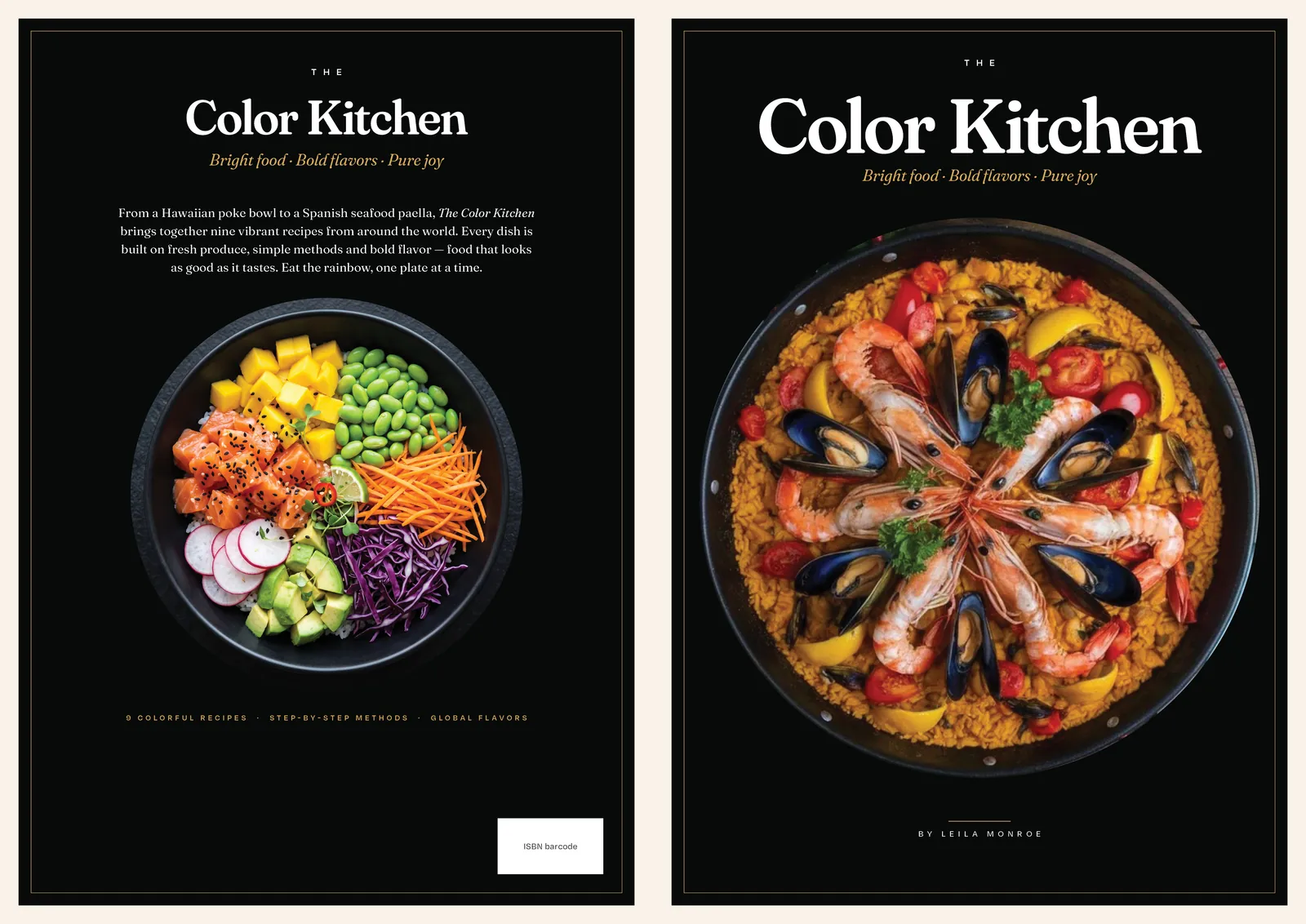 The Color Kitchen cookbook: Back and front cover.