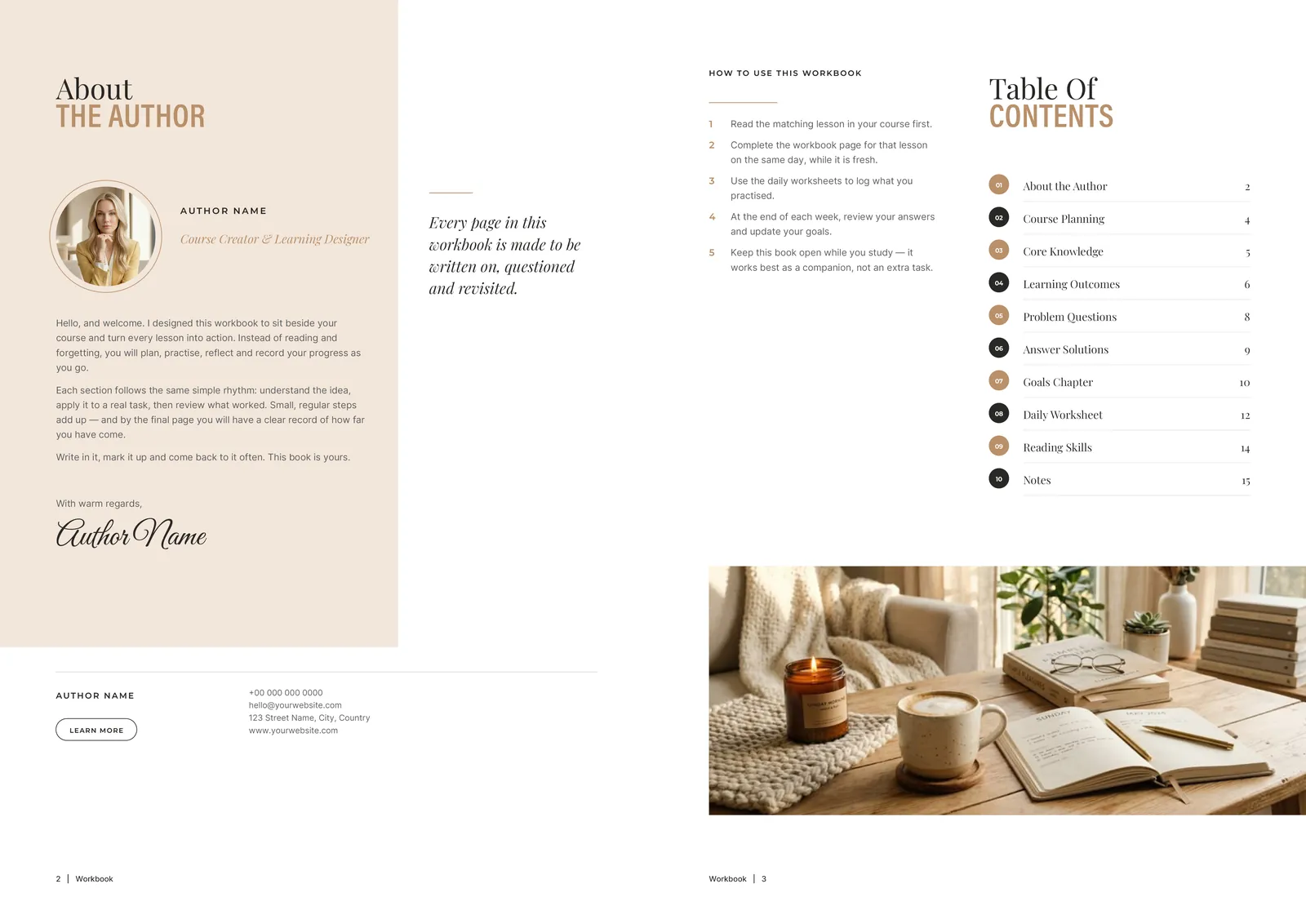 Course workbook: About the author and the contents.