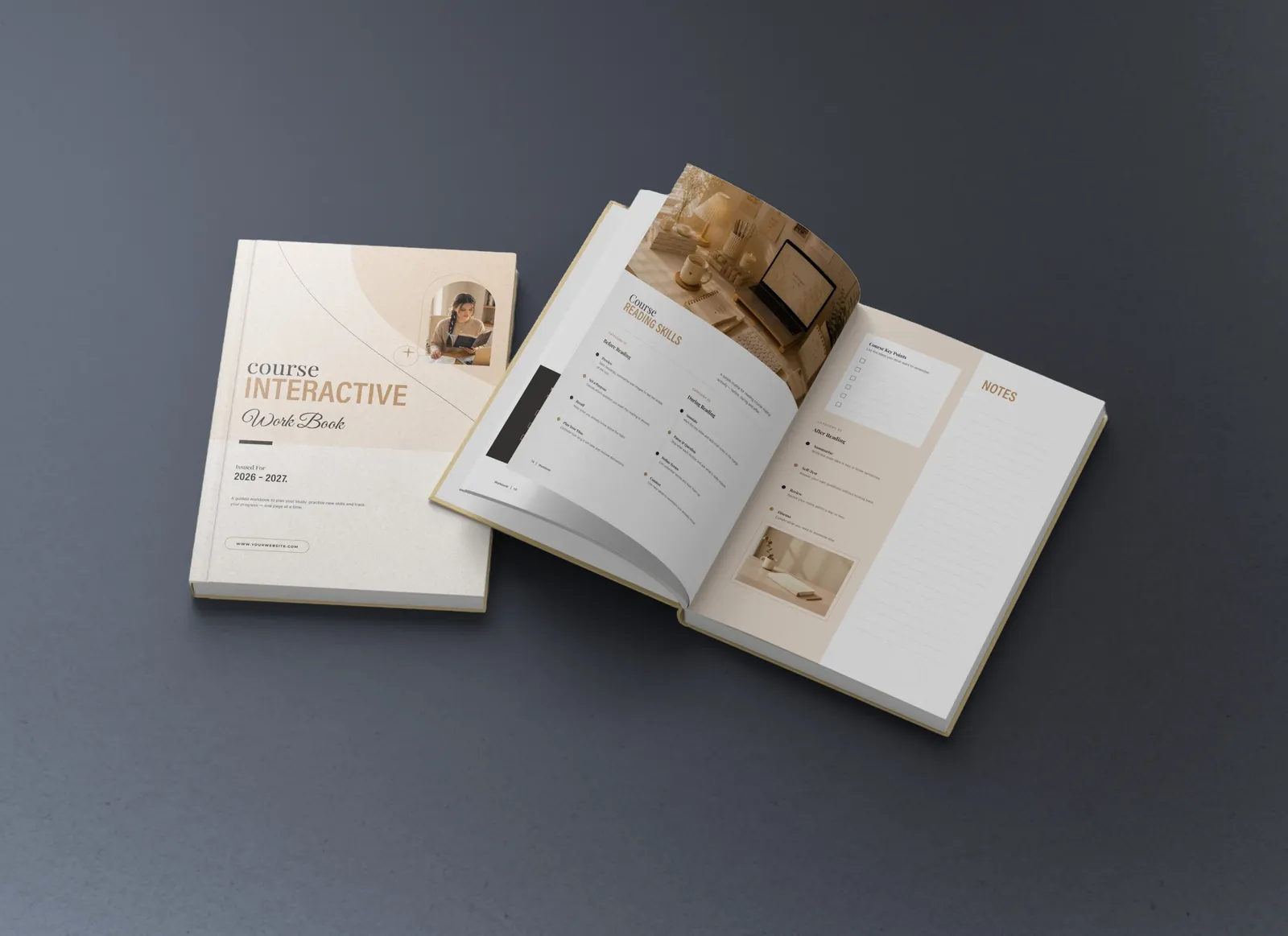 Course workbook, mockup