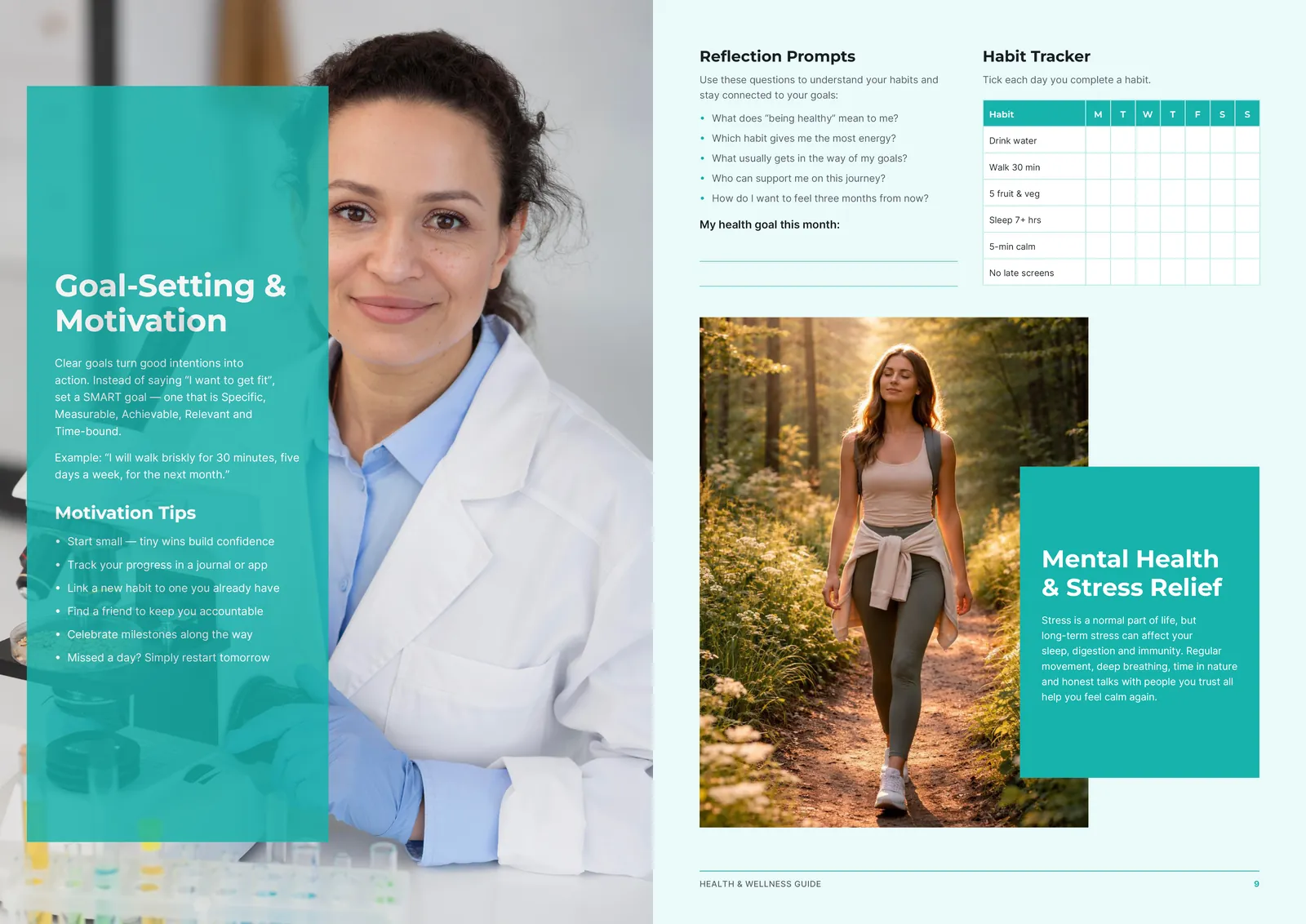Health & wellness guide: Goal-setting, reflection prompts and the habit tracker.