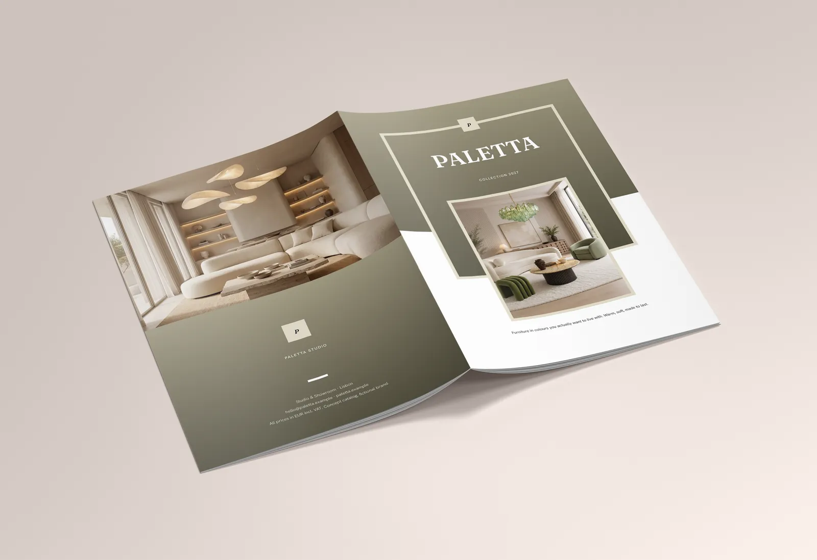Paletta furniture catalogue, mockup